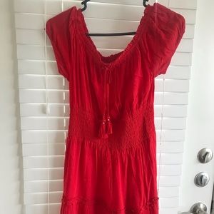 Red ruffle dress